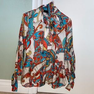 Vintage 1970s Silk Paisley Blouse